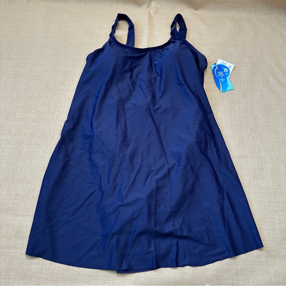 Wave Zone Solid Navy Blue UPF 50 Full Suit Swim Dress
